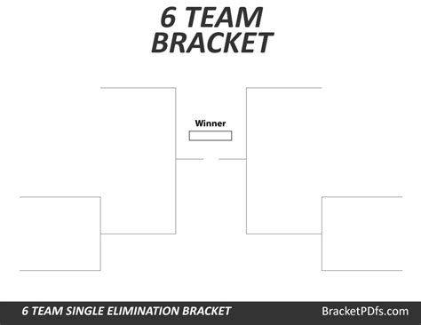 6 Team Bracket Single Elimination Printable Bracket In 14 Different