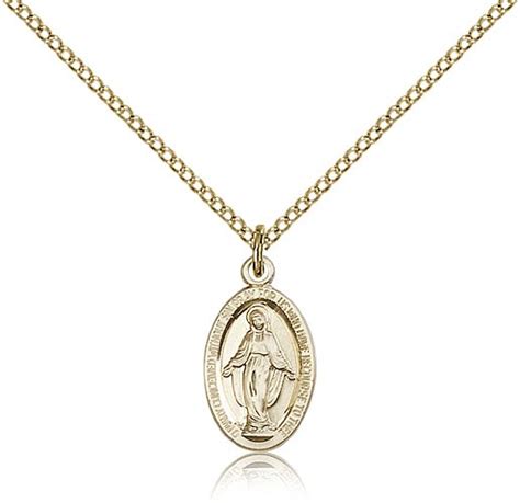 14kt gold filled women s small classic oval miraculous medal necklace