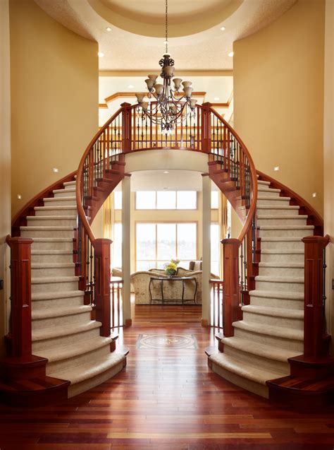 Double Curved Stairs Traditional Entry Edmonton By Specialized