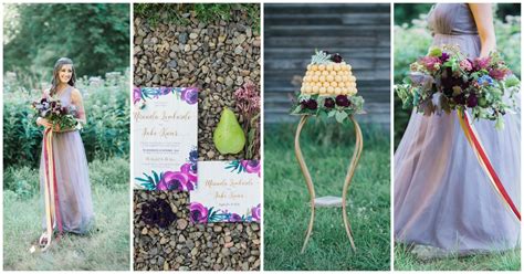 Purple Gold Rustic Chic Wedding Ideas Catherine Smeader Photography