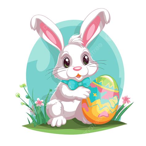 free easter bunny clipart an easter image of cute bunny with a large easter egg cartoon vector