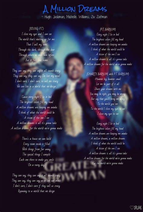 The Greatest Showman Lyrics A Million Dreams ~edits~ Rm Me Too