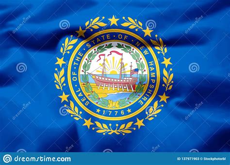 New Hampshire Realistic Flag Illustration Stock Illustration