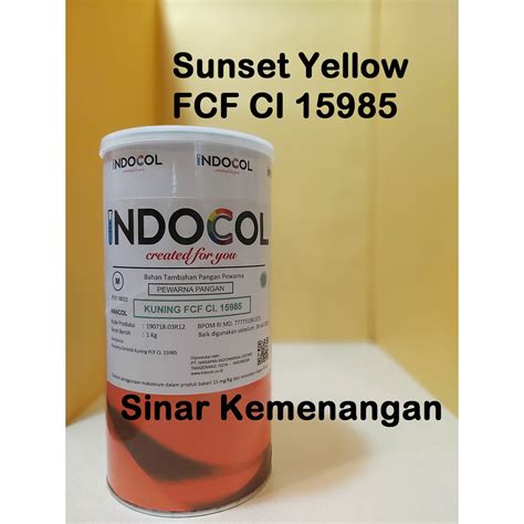 Jual Pewarna Makanan Indocol Sunset Yellow Fcf Ci 15985 1 Kg Shopee