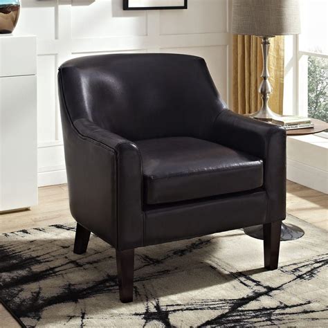 The wexford chair is beautifully upholstered in faux leather with a camel back design that emphasizes the welted trim. Simpli Home Pauline Tanners Brown Faux Leather Club Arm ...