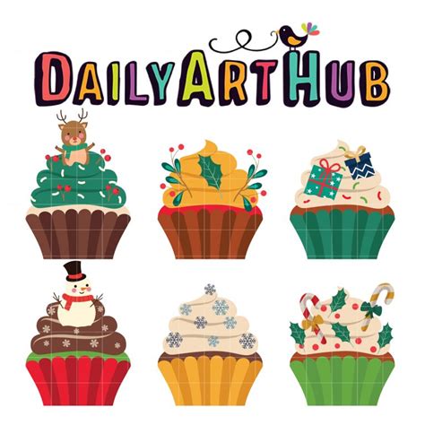 Sweet Christmas Cupcake Clip Art Set Daily Art Hub Graphics