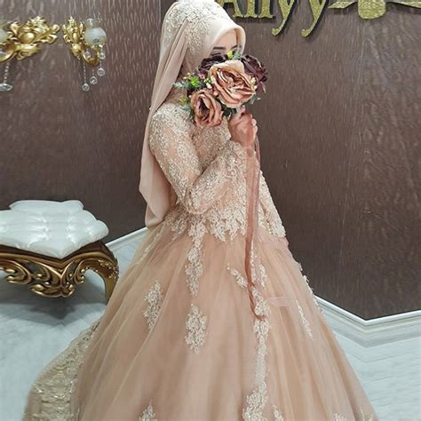 Hijab Style Turkish Islamic Wedding Dress 2016 Women Robe De Mariage