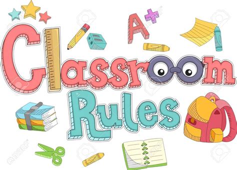 Typography Illustration Featuring The Words Classroom Rules Stock
