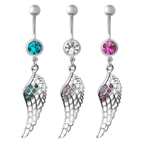 New Fashion Style Redblue Wings Surgical Steel Navel Ring Women Sex