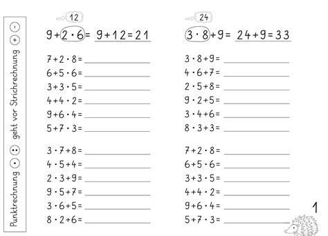 Kostenlose mathematik arbeitsblätter zum ausdrucken für dritte klasse grundschule. Lernstübchen: Punkt vor Strichrechnung (1)