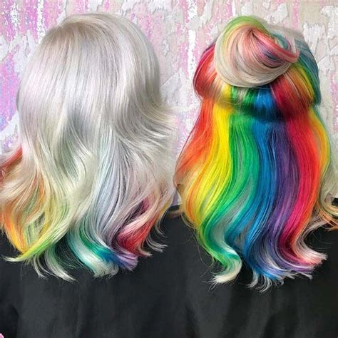 23 Rainbow Hair Ideas For A Bold Change Up Stayglam In 2021 Rainbow
