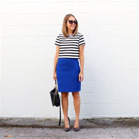 Striped Crop Top Cobalt Pencil Skirt Js Everyday Fashion Fashion