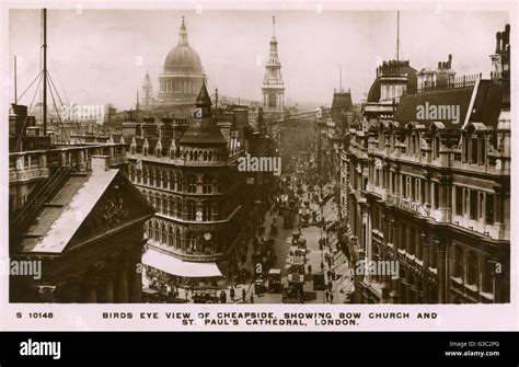 Cheapside View Toward Bow Church And St Pauls London Date Circa