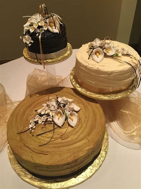 Gold Blackand Ivory Wedding Cake Ivory Wedding Cake Wedding Cakes