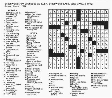 The New York Times Crossword In Gothic 030114 — The Saturday Crossword