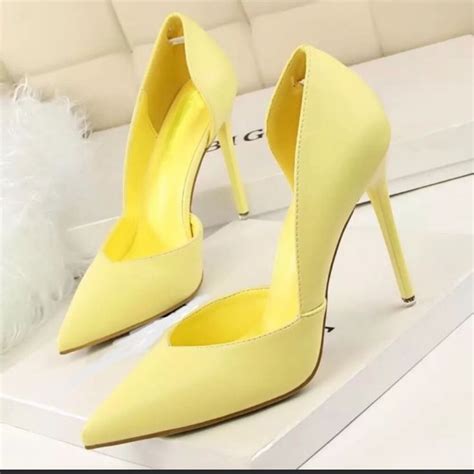 New Pastel Yellow Pumps Size 7 5 38 Fashion High Heels Heels Yellow Heels