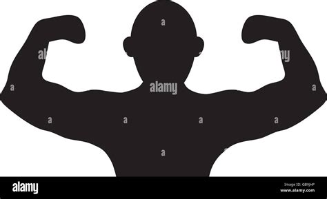 Muscular Man Flexing Arms Silhouette Icon Stock Vector Image And Art Alamy
