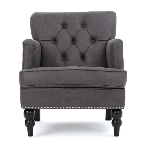 Noble House Malone Slate Tufted Club Chair 11447 The Home Depot