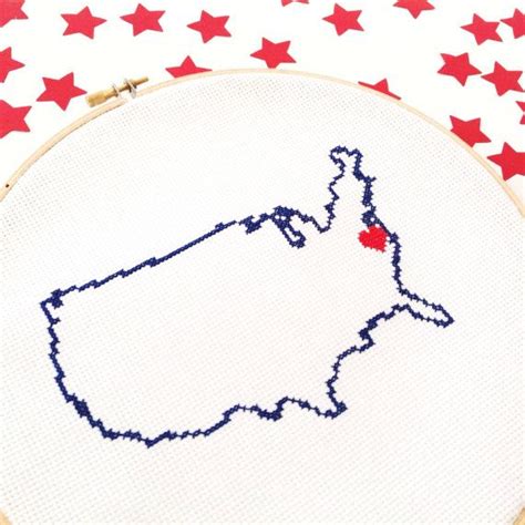 Usa Map Cross Stitch Pattern Easy Embroidery Pattern By Koekoek