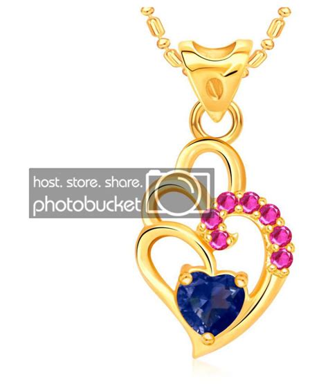 Vk Jewels Blue Curved Heart Valentine Gold Plated Pendant P G