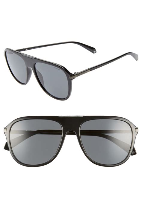polaroid 58mm polarized aviator sunglasses in black modesens polarized aviator sunglasses