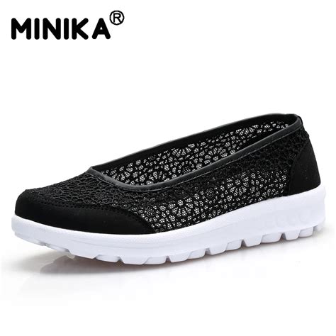 Minika Womens Shoes Slip On Flats Shoes Lace Hollow Out Summer
