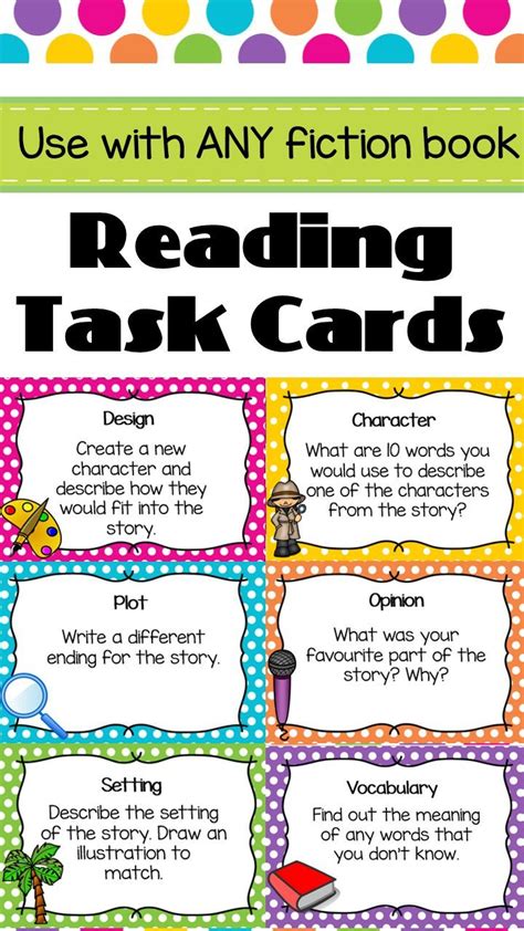 reading task cards great for guided reading includes 44 questions character s… reading