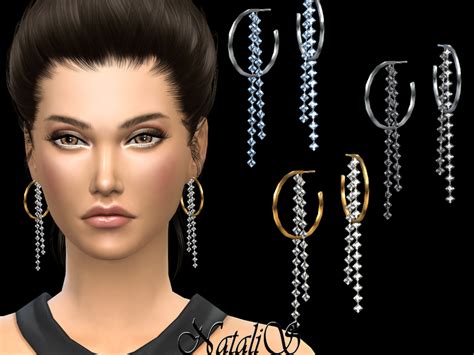 The Sims Resource Nataliscrystal Fringe Drop Hoop Earrings