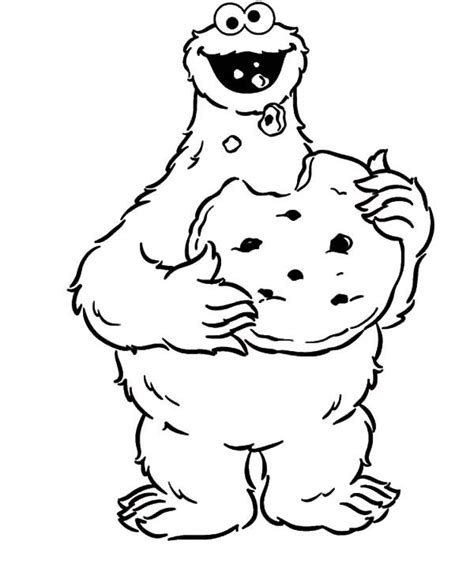 Cookie Monster Eat Big Cookie Coloring Pages Coloring Sky Monster