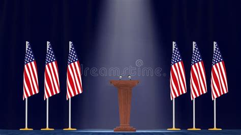 Press Conference Of President Of Usa Concept Politics Of Usa Podium
