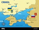 Crimea peninsula map with borders and flags, vector illustration Stock ...