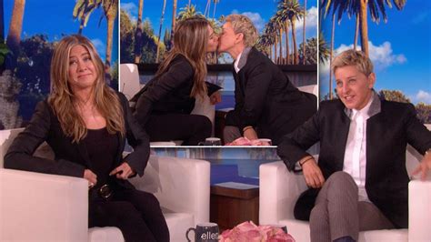 Jennifer Aniston Ellen DeGeneres Kiss On The Lips During Show