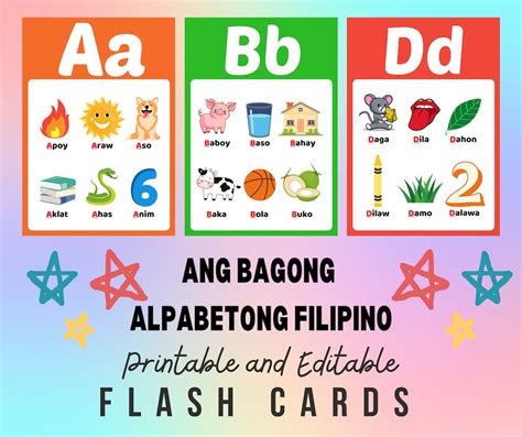 Alpabetong Filipino Flash Card Printable Filipino Alphabet Canva Editable Flash Card Canva