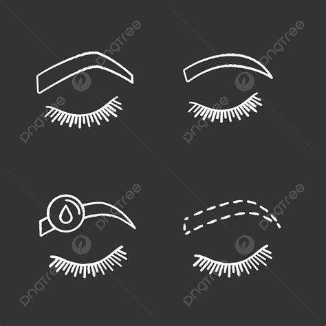 Eyebrows Shaping Chalk Icons Set Hand Drawn Doodle Female Vector Hand