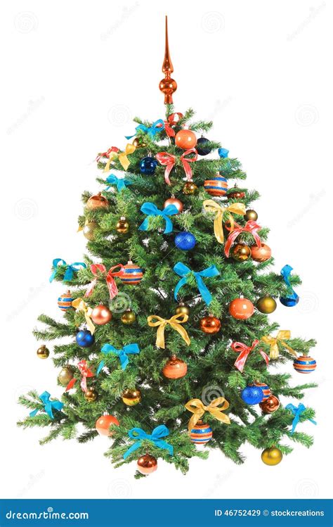 Decorated Christmas Tree On White Background Stock Image Image Of