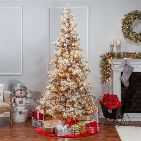 Heavy Flocked Layered 75 White Spruce Artificial Christmas Tree With
