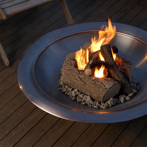 Real Flame Oak Concrete Gas Fire Pit Log Set In The Fire Pit