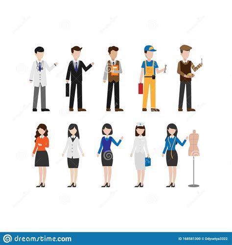 People In Different Jobs And Professionss Are Standing Next To Each