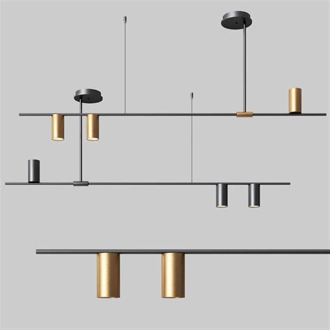 The bond outdoor linear suspension from artcraft is a modern lighting solution for kitchens, dining areas, or living rooms. 3D model Mid-Century Modern 3 Light Linear Ceiling Light 1