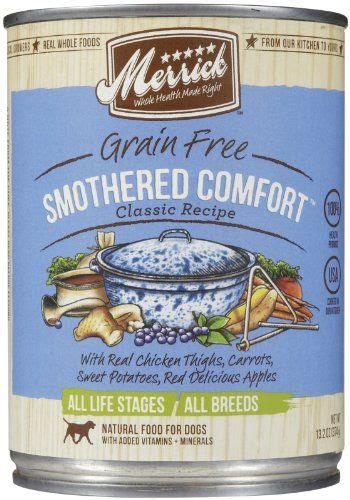 Discover pros & cons of canned dog foods. Merrick Grain Free Smothered Comfort Classic Recipe Canned ...