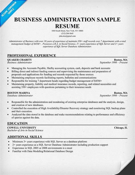 Resume examples & samples by industry. 11 Business Administration Resume Samples | Riez Sample ...