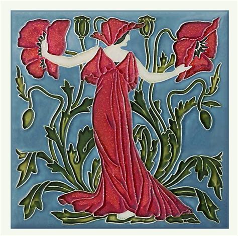 Art Nouveau Tile Walter Crane Flower Tiles