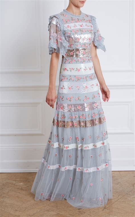 Needle And Thread Rosebud Sequin Embellished Floral Gown Event Dresses