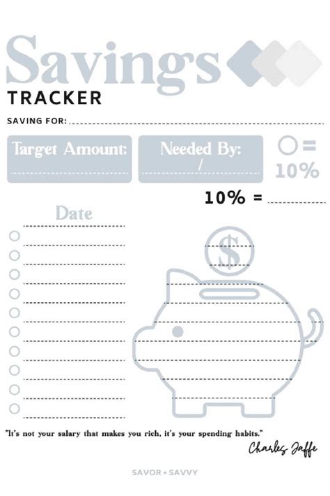 Savings Tracker Printable Free Savor Savvy