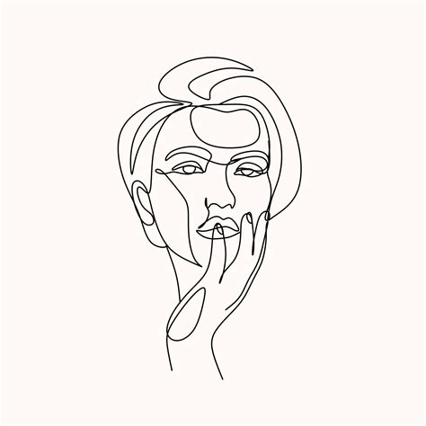 Feminine Face Line Art Vector Minimalist Line Drawing Woman Face Beauty Fashion Logo