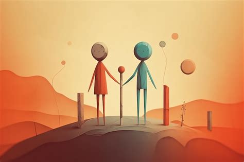 Premium Ai Image Illustration Of Two Wooden Stick Figures Of Friends