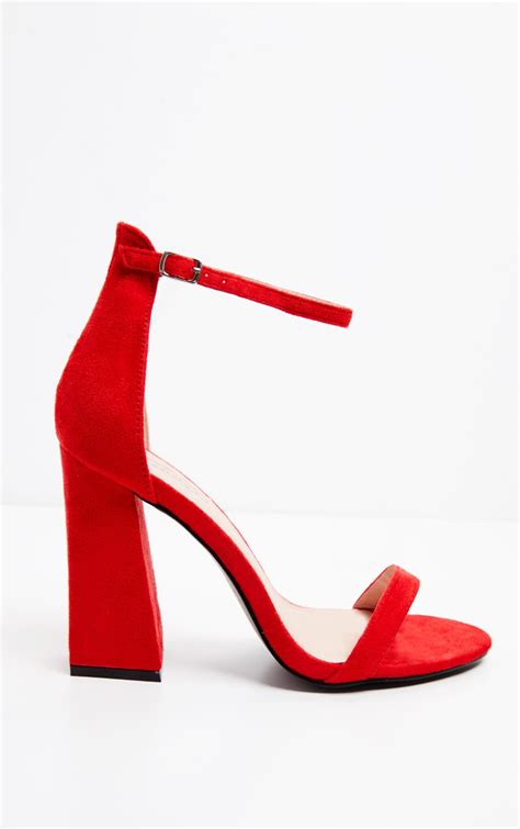 Red High Block Heel Strappy Sandal Shoes Prettylittlething