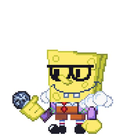 Pixilart Spongedrew Over Bf Fnf Pixel By Blue Blue