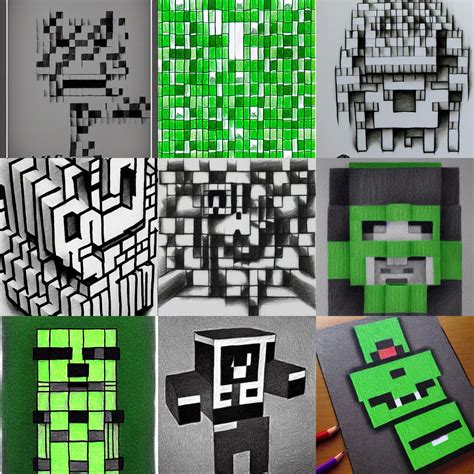 Minecraft Creeper Pencil Drawing Stable Diffusion Openart