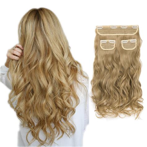 S Noilite Clip In Hair Extension Real Thick Hairpiece Clip In Curly Straight Synthetic Hair